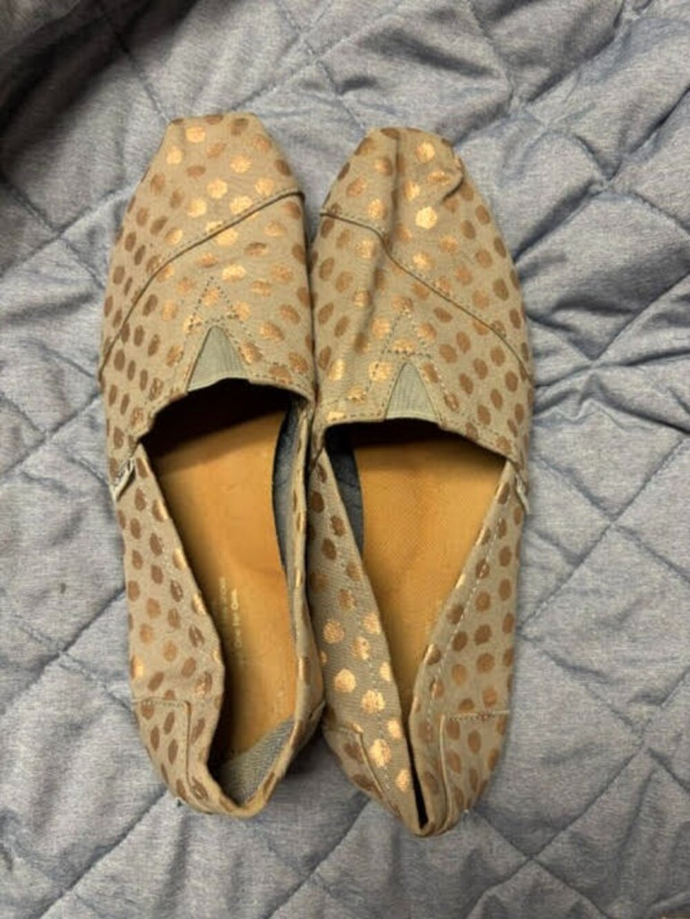 Toms Gold Polka Dot Shoes